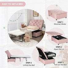Load image into Gallery viewer, Folding Ottoman Sleeper Bed with Mattress for Guest Bed and Office Nap-Pink