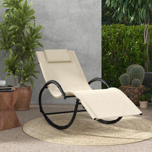 Load image into Gallery viewer, Outdoor Rocking Lounge Chair with Removable Headrest-Beige