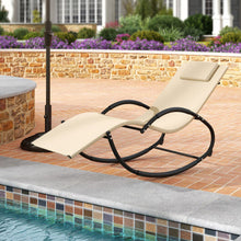 Load image into Gallery viewer, Outdoor Rocking Lounge Chair with Removable Headrest-Beige