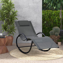 Load image into Gallery viewer, Outdoor Rocking Lounge Chair with Removable Headrest-Beige