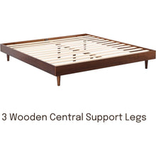 Load image into Gallery viewer, Queen size Mid-Century Modern Platform Bed Frame in Dark Brown Wood Finish