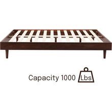 Load image into Gallery viewer, Queen size Mid-Century Modern Platform Bed Frame in Dark Brown Wood Finish