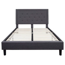 Load image into Gallery viewer, Queen size Dark Gray Fabric Upholstered Platform Bed Frame with Headboard