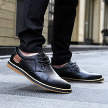 Load image into Gallery viewer, Mens Genuine Leather Brogue Oxford Dress Shoes (Black)