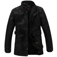 Load image into Gallery viewer, Mens PU Leather Fleece Lined Winter Jacket (Black thin)