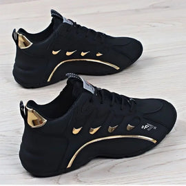Mens Casual Vulcanized Sneakers Lightweight Breathable Shoes (Black)