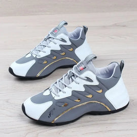 Mens Casual Vulcanized Sneakers Lightweight Breathable Shoes (Gray)