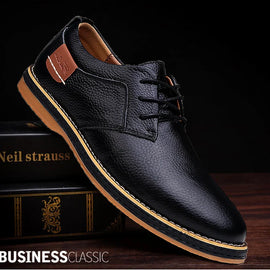 Mens Genuine Leather Brogue Oxford Dress Shoes (Black)