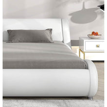 Load image into Gallery viewer, Queen Modern White Faux Leather Upholstered Platform Bed Frame with Headboard