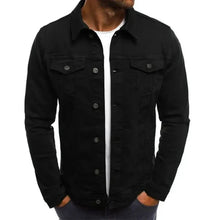 Load image into Gallery viewer, Mens Denim Streetwear Jacket Cotton Casual Slim Fit (Black)