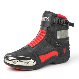 Men's Top Layer Cowhide Waterproof Professional Motorcycle Riding Shoes