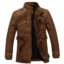 Load image into Gallery viewer, Mens PU Leather Fleece Lined Winter Jacket (Yellow fleece)