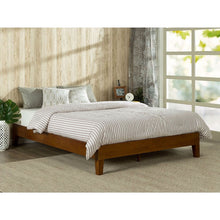 Load image into Gallery viewer, Twin size Low Profile Wooden Platform Bed Frame in Cherry Finish