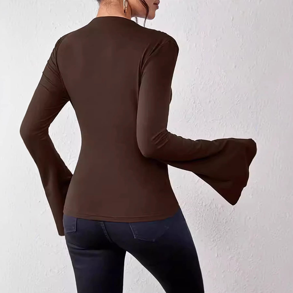 Flared Sleeves And A Mock Necksexy And Figure-hugging