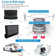 Load image into Gallery viewer, 1296P Car DVR Dash Camera 4In 3 Lens Vehicle Driving Recorder Seamless Recording