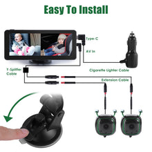 Load image into Gallery viewer, 1Pc 1080P Baby Car Camera For 2 Kids Dual Channel Car Baby Monitor Rear Facing Car Seat Camera With 120Degree Wide View 6.86In HD Split Screen Night Vision