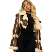 Load image into Gallery viewer, Leather-and-Fur-Trim Short Jacket For Women