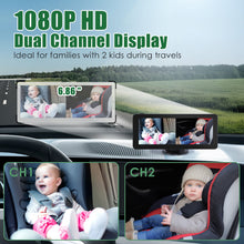 Load image into Gallery viewer, 1Pc 1080P Baby Car Camera For 2 Kids Dual Channel Car Baby Monitor Rear Facing Car Seat Camera With 120Degree Wide View 6.86In HD Split Screen Night Vision