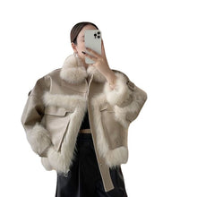 Load image into Gallery viewer, Sense Fox Fur Stitching Leather Coat