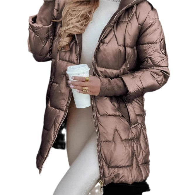 Hooded Cotton-Padded Jacket With Three Zippers