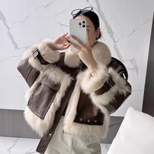 Load image into Gallery viewer, Sense Fox Fur Stitching Leather Coat