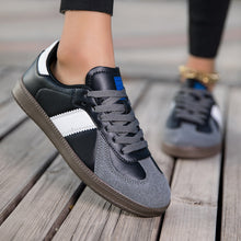 Load image into Gallery viewer, Womens Style White Lace Up Casual Sneakers With A Leopard Print Flat Sole