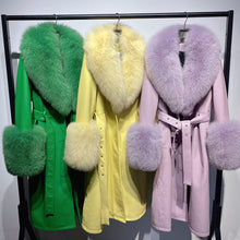 Load image into Gallery viewer, Slim-fit Leather Sheepskin Fox Fur Coat