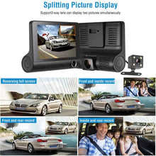 Load image into Gallery viewer, 1296P Car DVR Dash Camera 4In 3 Lens Vehicle Driving Recorder Seamless Recording