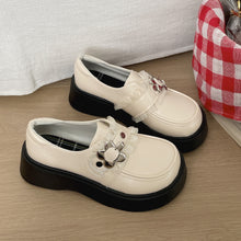 Load image into Gallery viewer, White Retro British Style Thick Soled High Rise Small Leather Shoes
