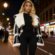 Load image into Gallery viewer, Leather-and-Fur-Trim Short Jacket For Women