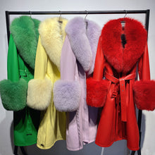Load image into Gallery viewer, Slim-fit Leather Sheepskin Fox Fur Coat