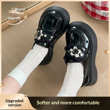Load image into Gallery viewer, White Retro British Style Thick Soled High Rise Small Leather Shoes