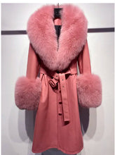 Load image into Gallery viewer, Slim-fit Leather Sheepskin Fox Fur Coat