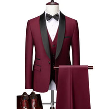 Load image into Gallery viewer, Mens Skinny 3-Piece Tuxedo Set Formal Suit (Red)